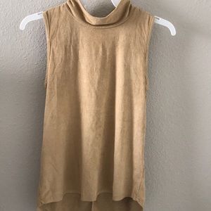 Sleeveless tan suede top
